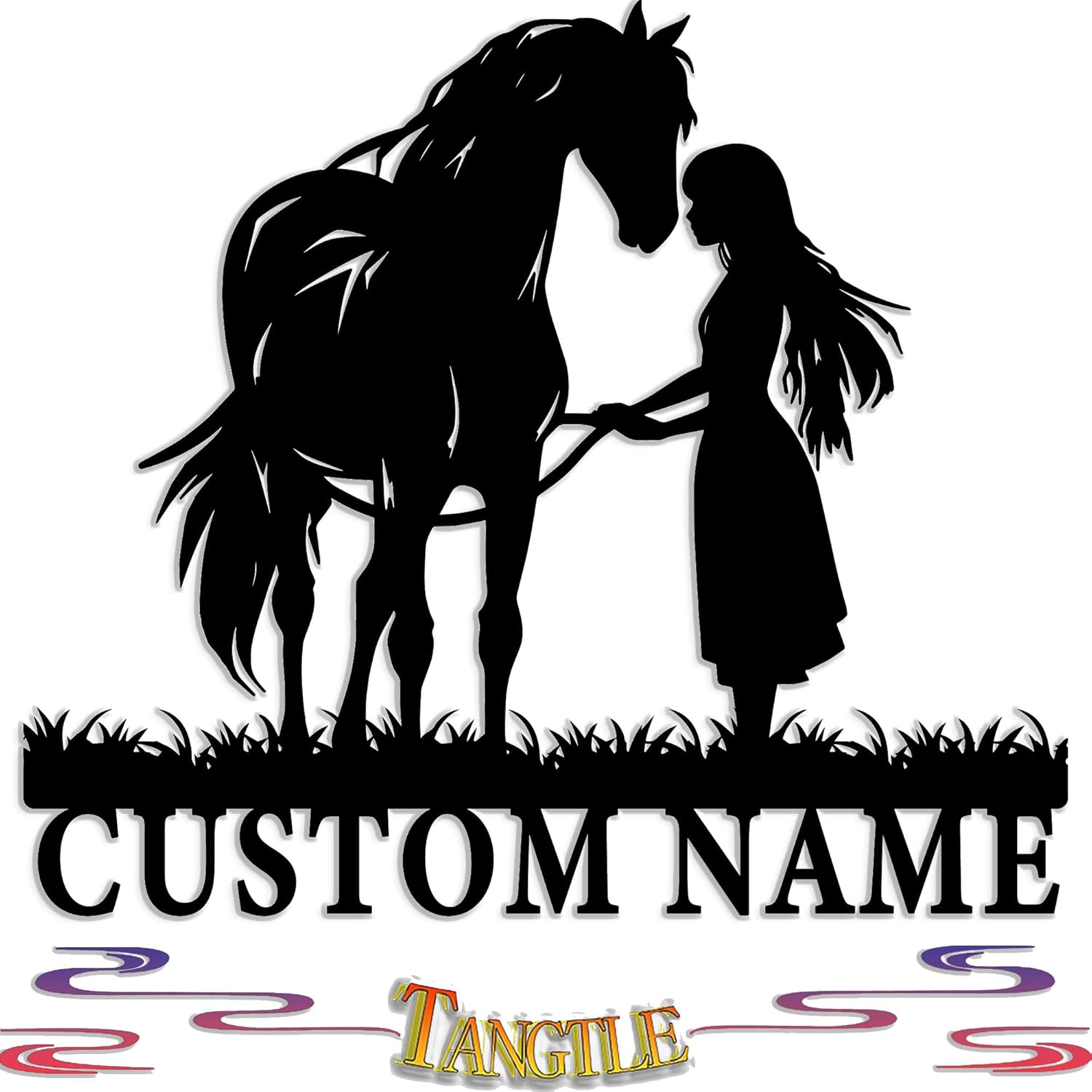 Gotstorms Customizable Horse and Silhouette Metal Wall Art 8-24 Inch LED Light Option