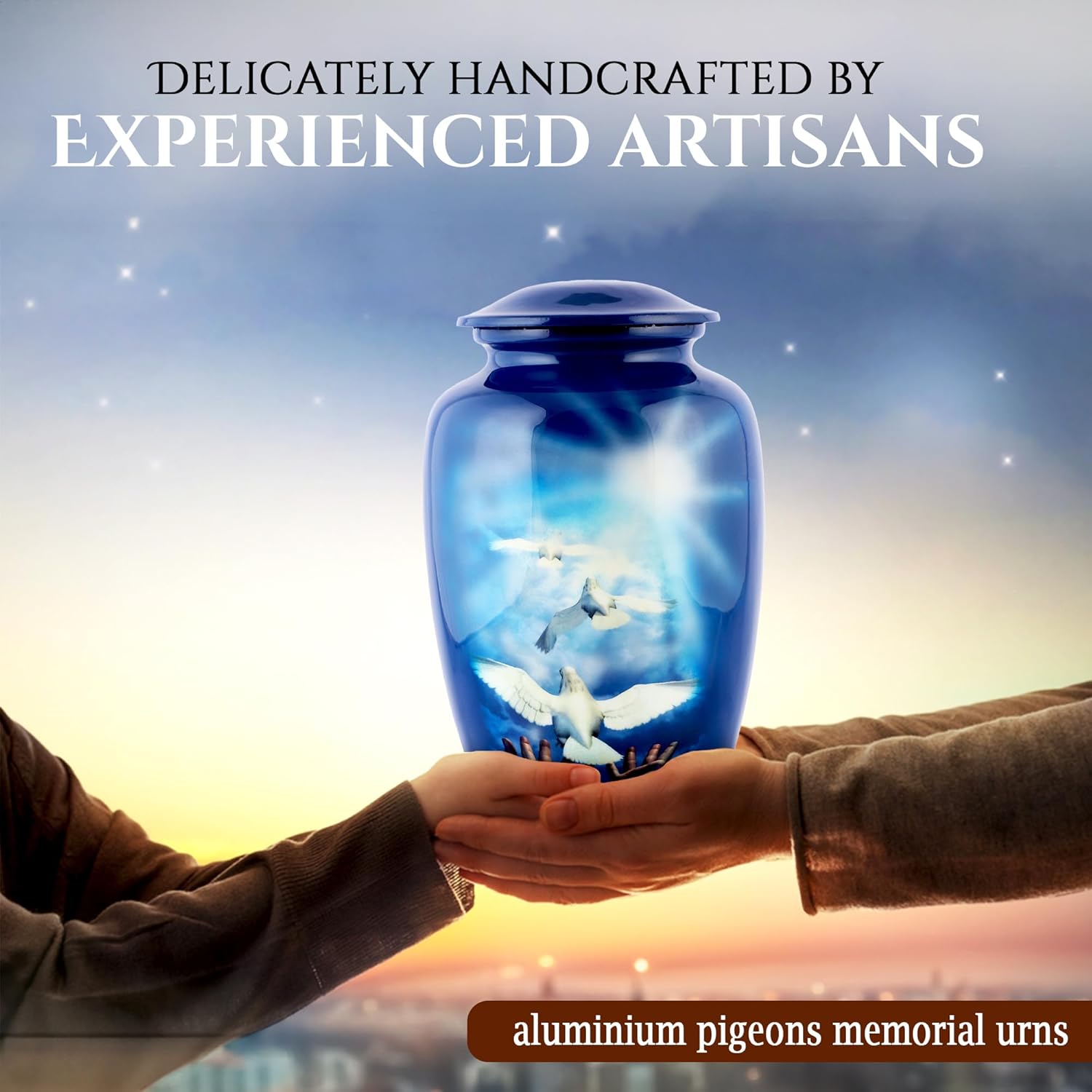 Blue Hummingbird Decorative Urn for Human Ashes Large