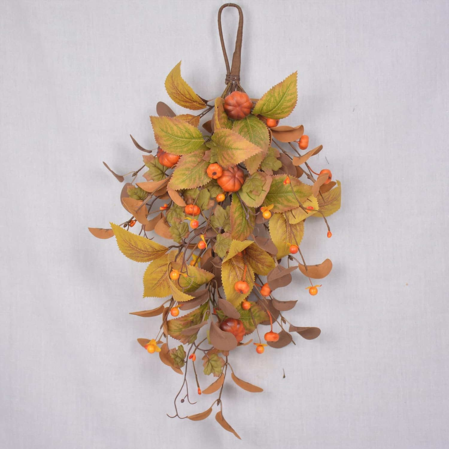 Fall Swag Door Decor 20in Autumn Teardrop Wreath