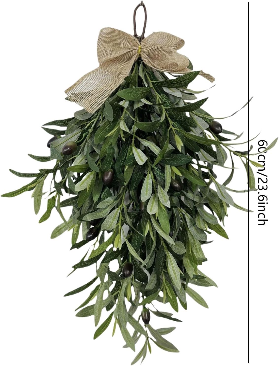 60cm Artificial Olive Teardrop Swag Wreath Decor