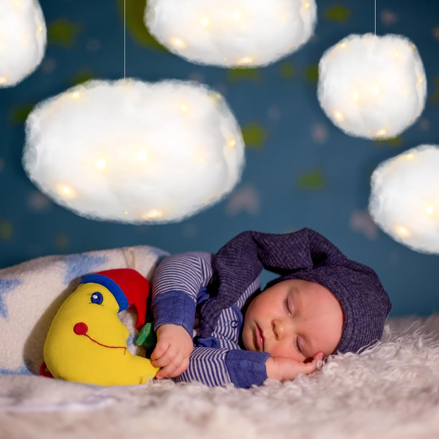Tatuo 6 Pcs LED Artificial Hanging Clouds Decorations