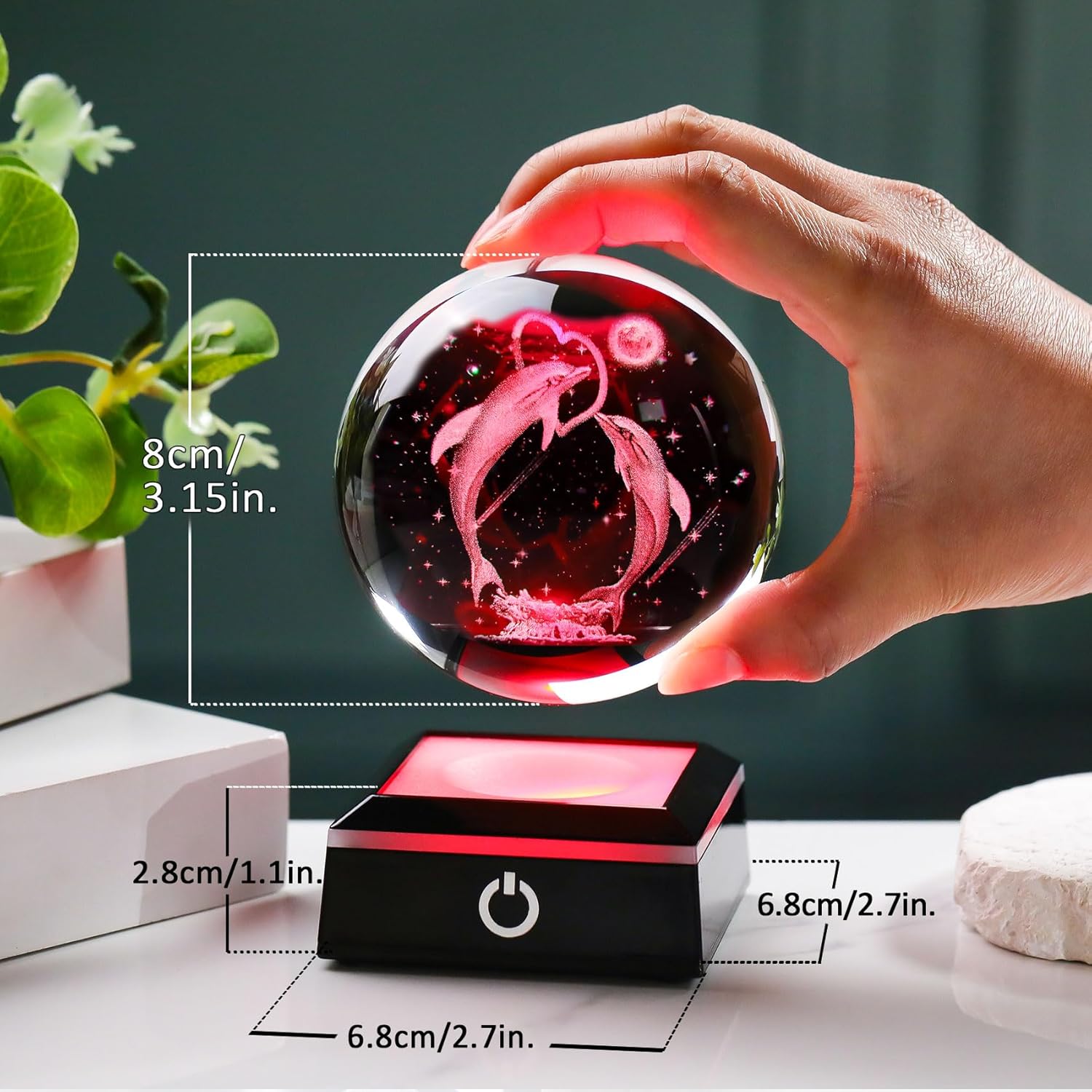 3D Crystal Ball Dolphin Night Light Decor
