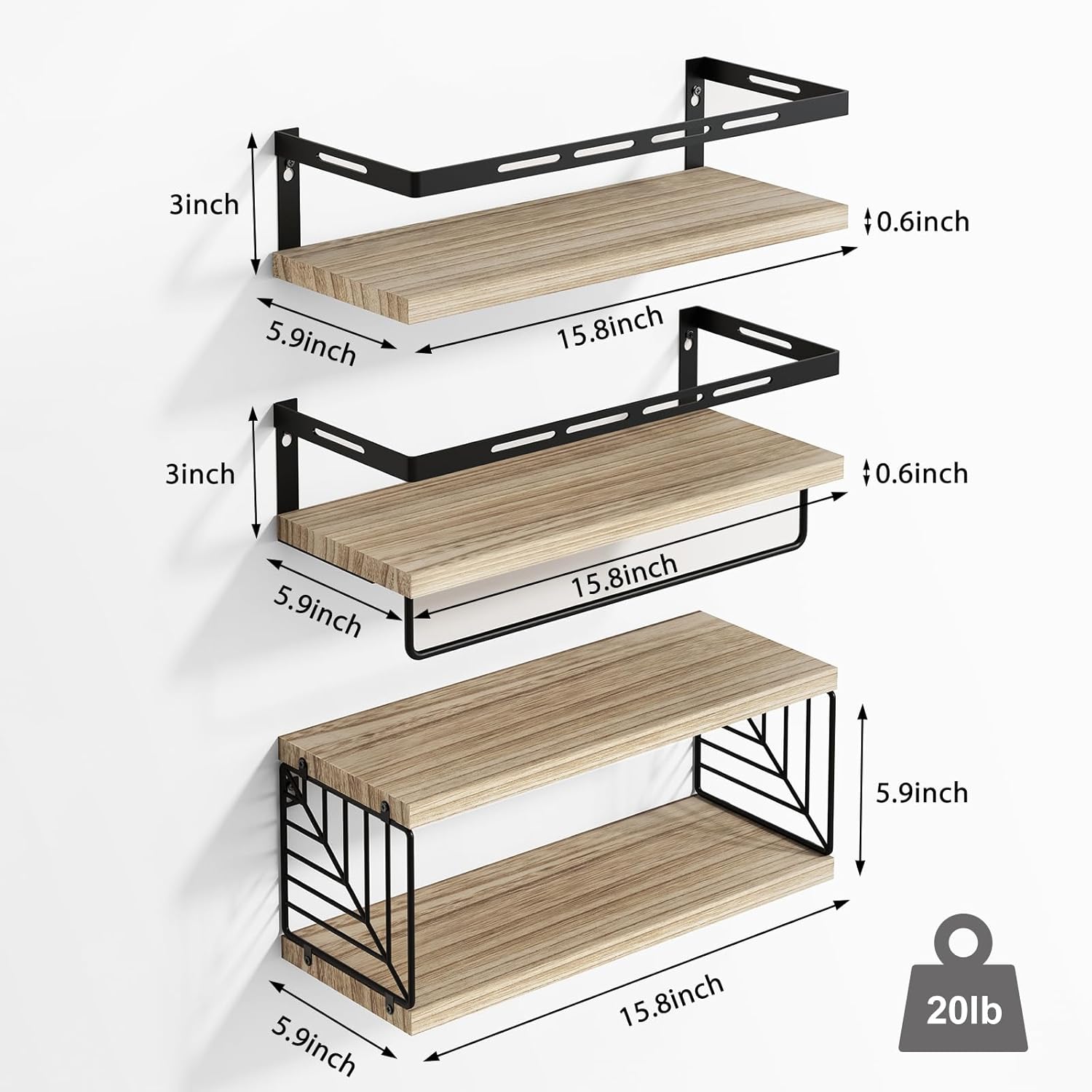 Fixwal 31 Floating Bathroom Shelf Over Toilet with Towel Bar