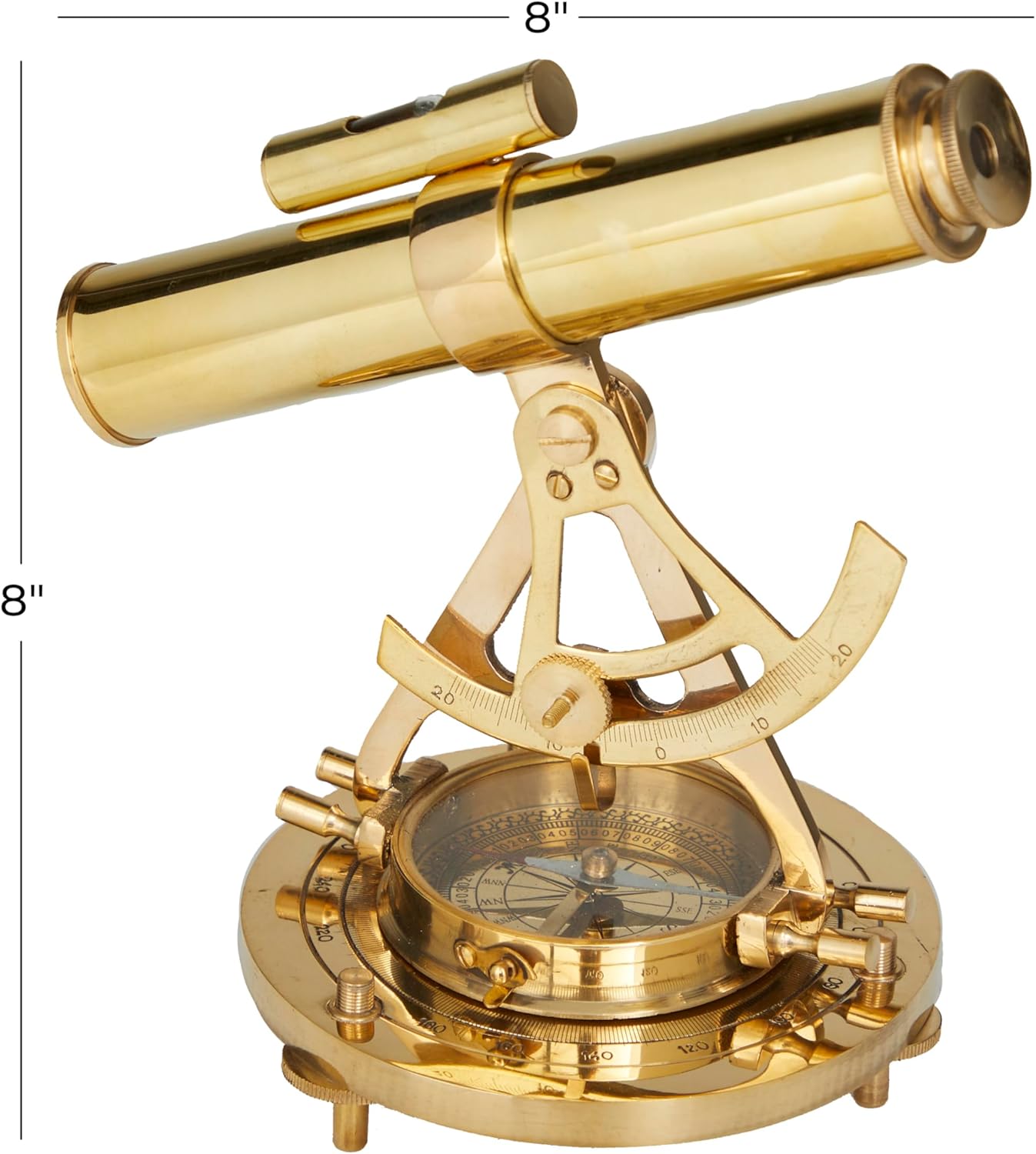 Deco 79 Brass Metal Telescope with Compass Base
