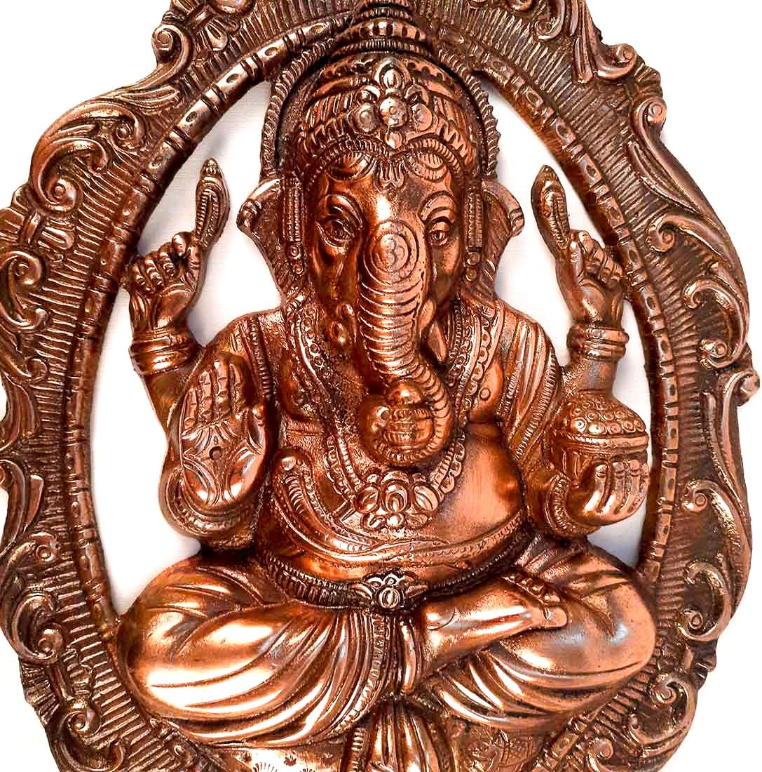Apka Mart Lord Ganesha Wall Hanging - Copper 16 Inch