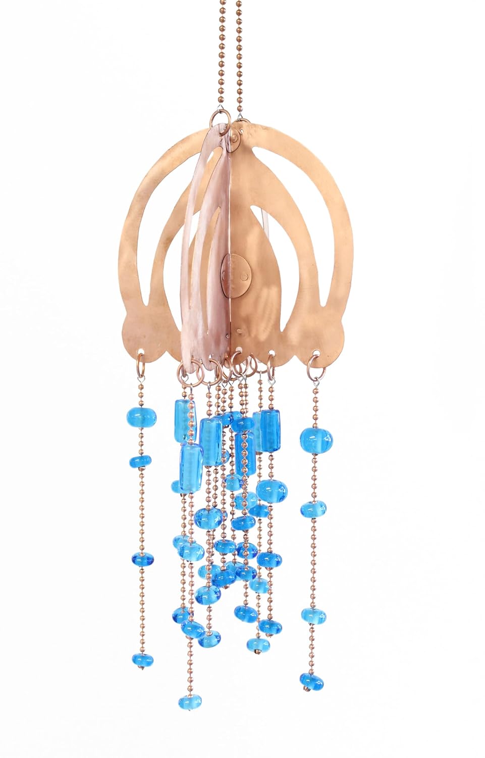 Handmade Copper Jellyfish Mobile with Aqua Blue Glass Beads 1