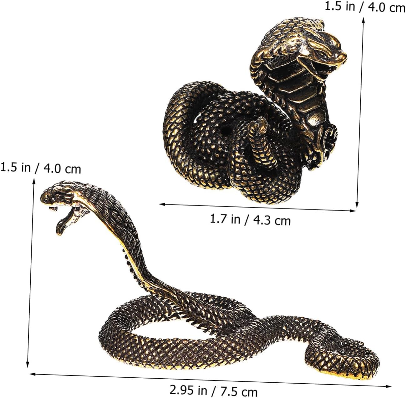 Wakauto 2pcs Brass Snake Figurine Realistic Decor Sculpture