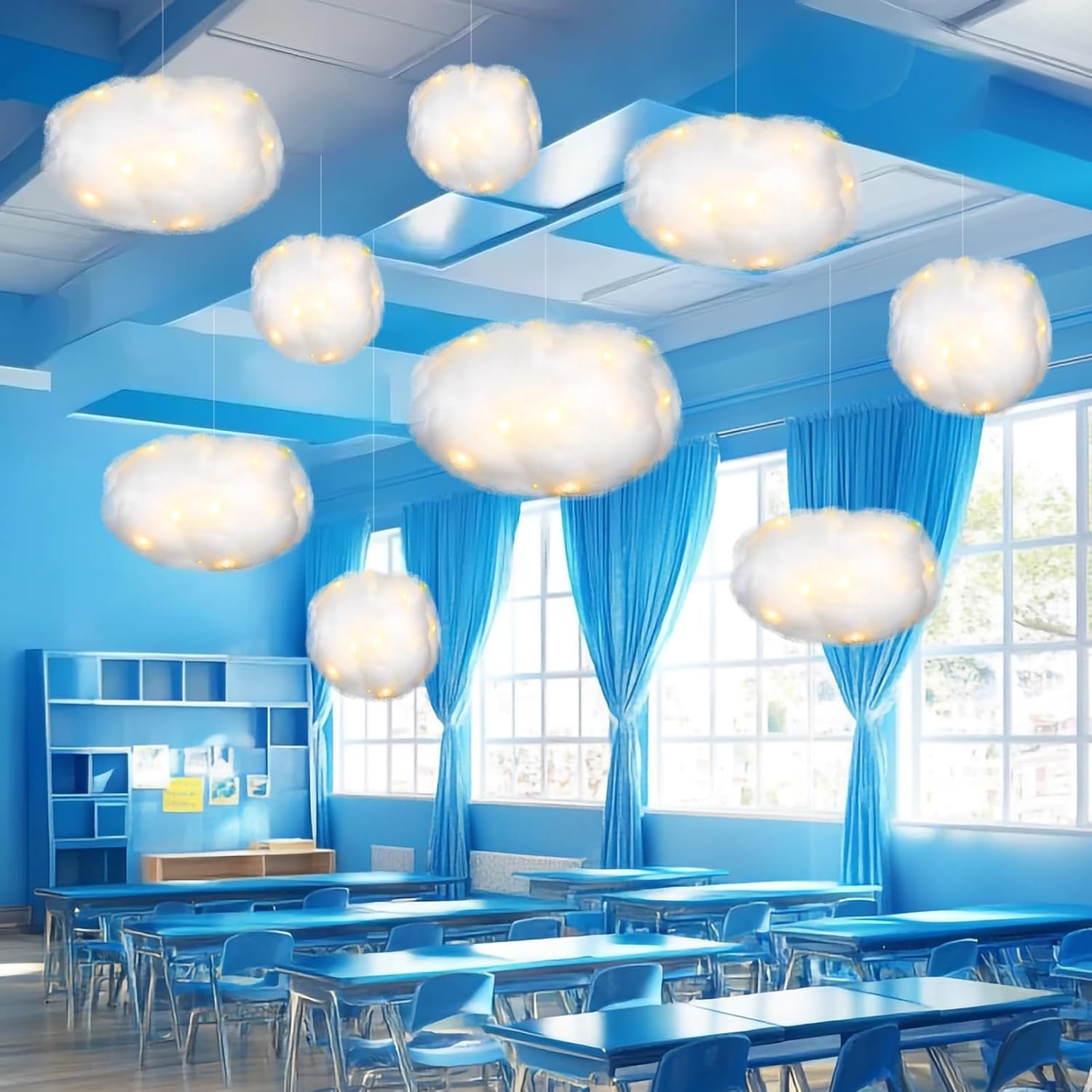 Tatuo 6 Pcs LED Artificial Hanging Clouds Decorations