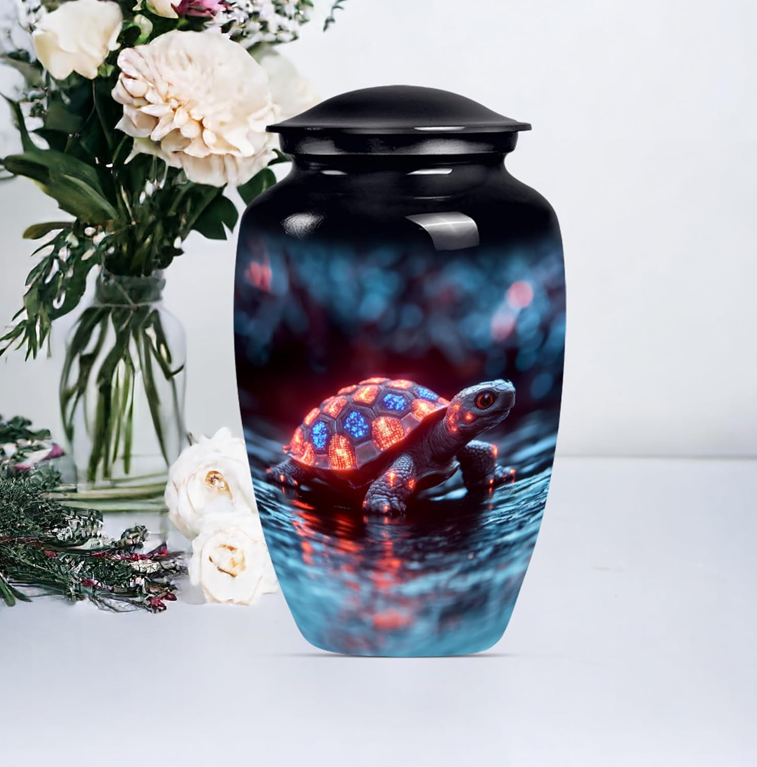 Blue Turtle Urn Large Cremation Urn for Human Ashes 10 Inch Set of 1