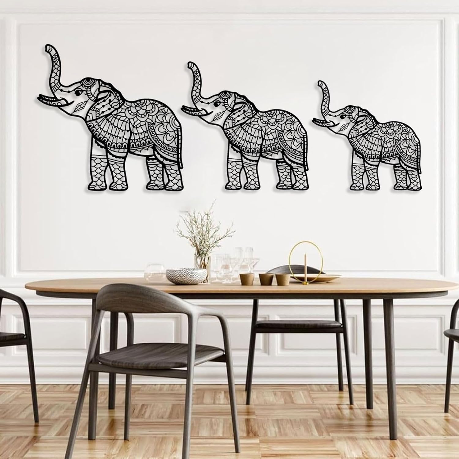 Cadeali Elephant Metal Wall Art Set of 3 1