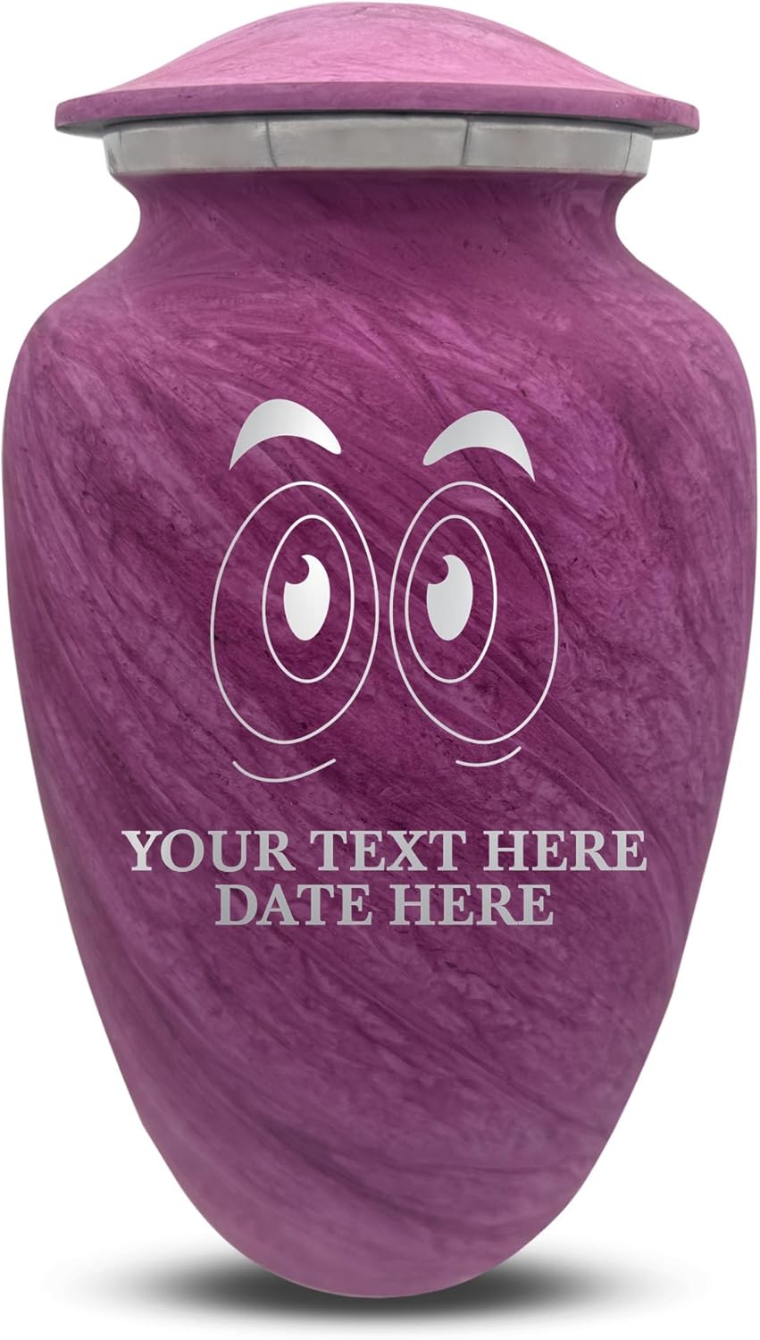 Custom Large Cremation Urn with Funny Eyes - Pink