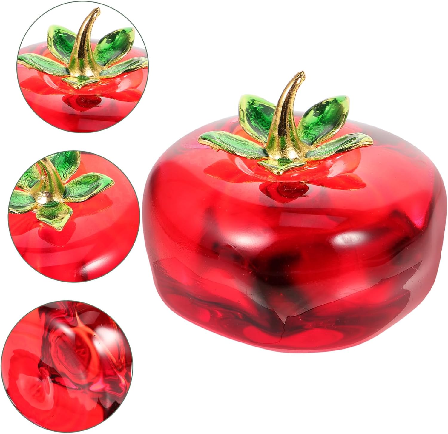Zerodeko Crystal Fruit Desktop Ornament Elegant Strawberry Persimmon Sculpture for Home Decor