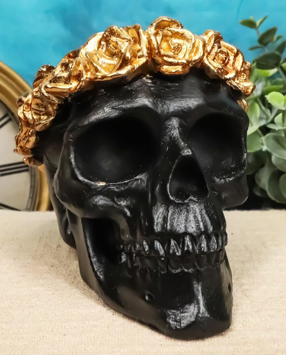 Ebros Gift Day of The Dead Copper Rose Black Skull Figurine 425 Inch