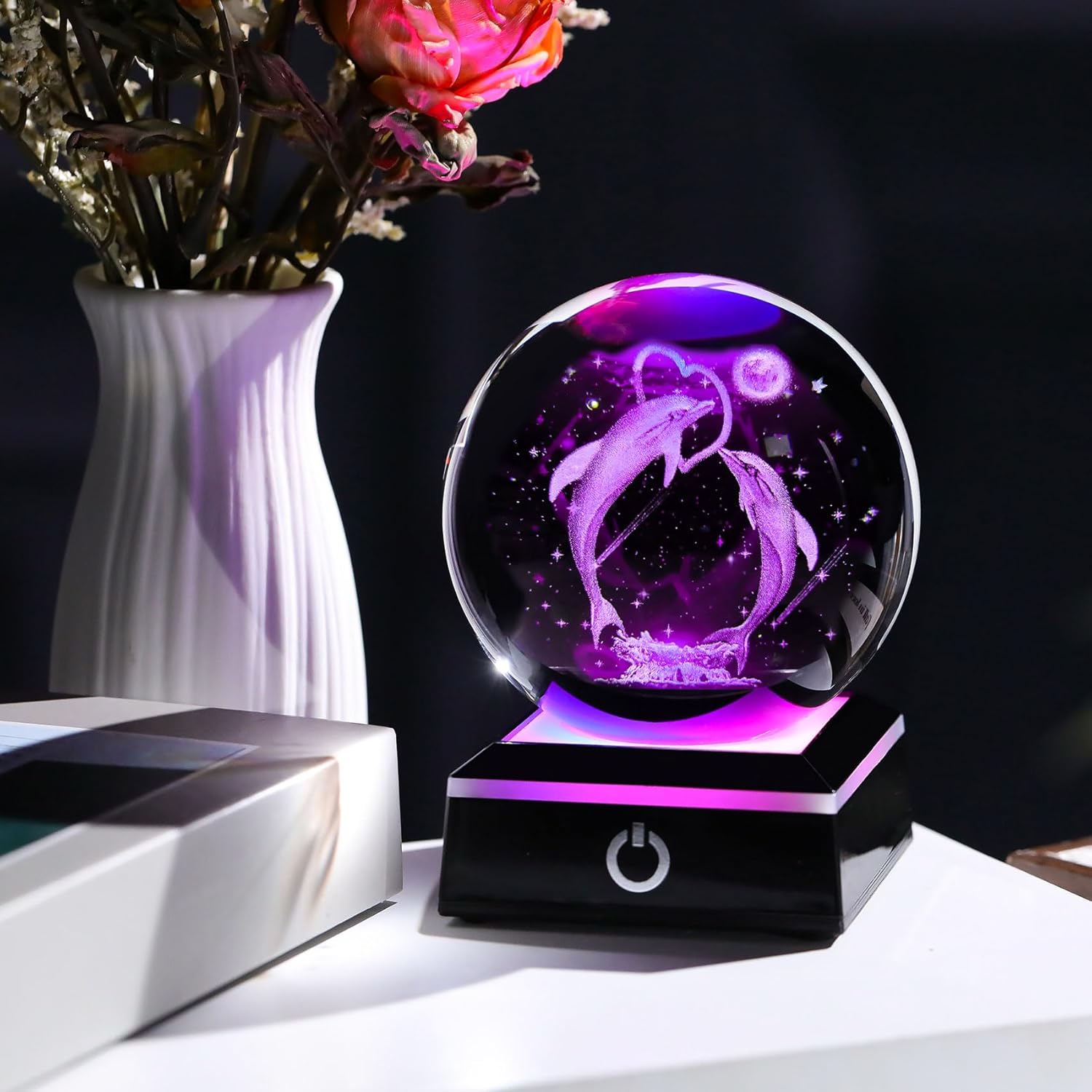 3D Crystal Ball Dolphin Night Light Decor
