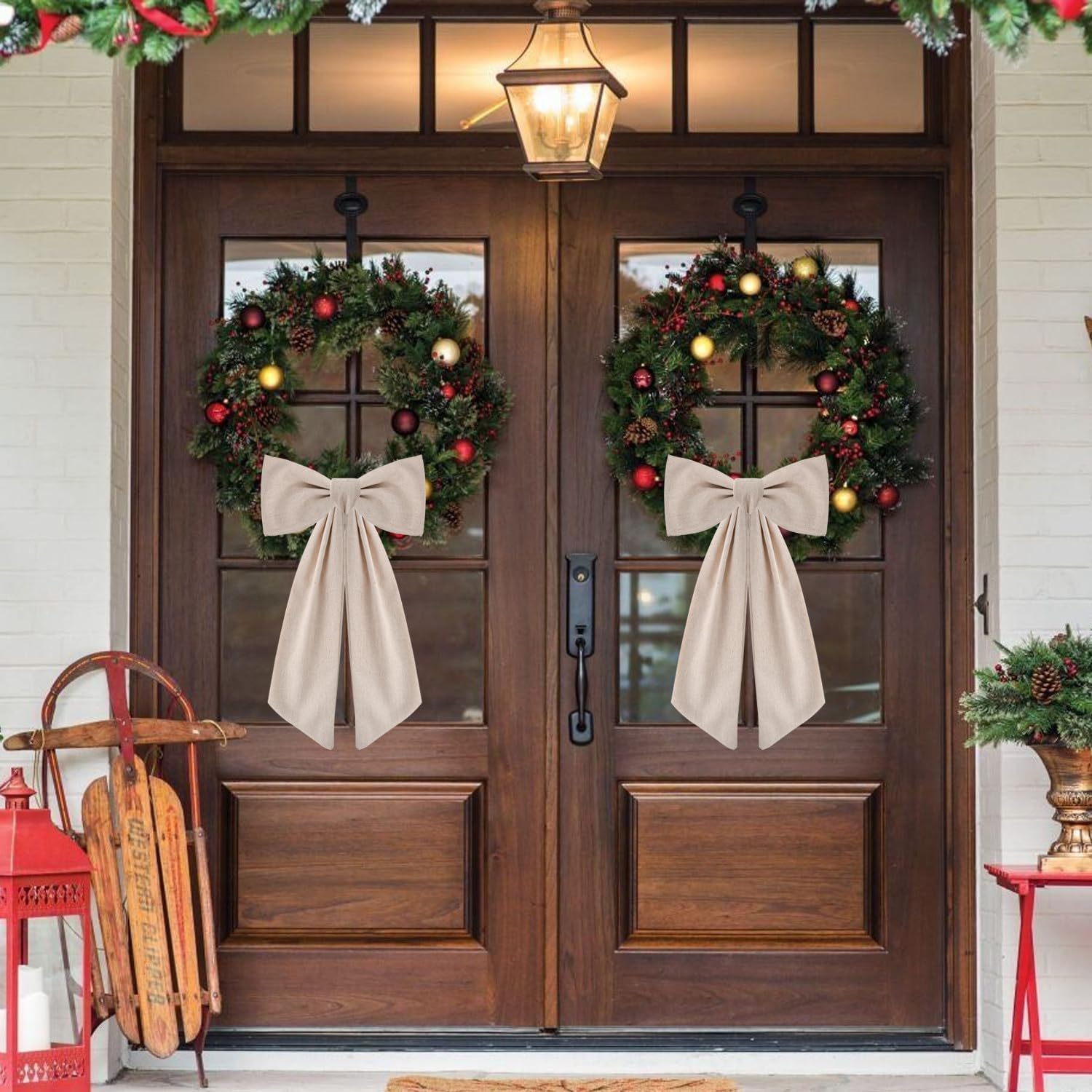 2 Pack Wreath Sash for Front Door Boxwood Wreath Sash Garland Front Door Porch Decor