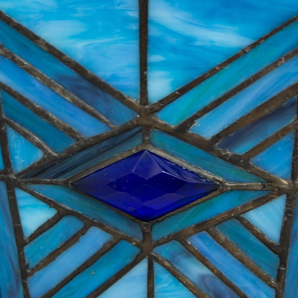Mission Style Stained Glass Cremation Urn Large Blue