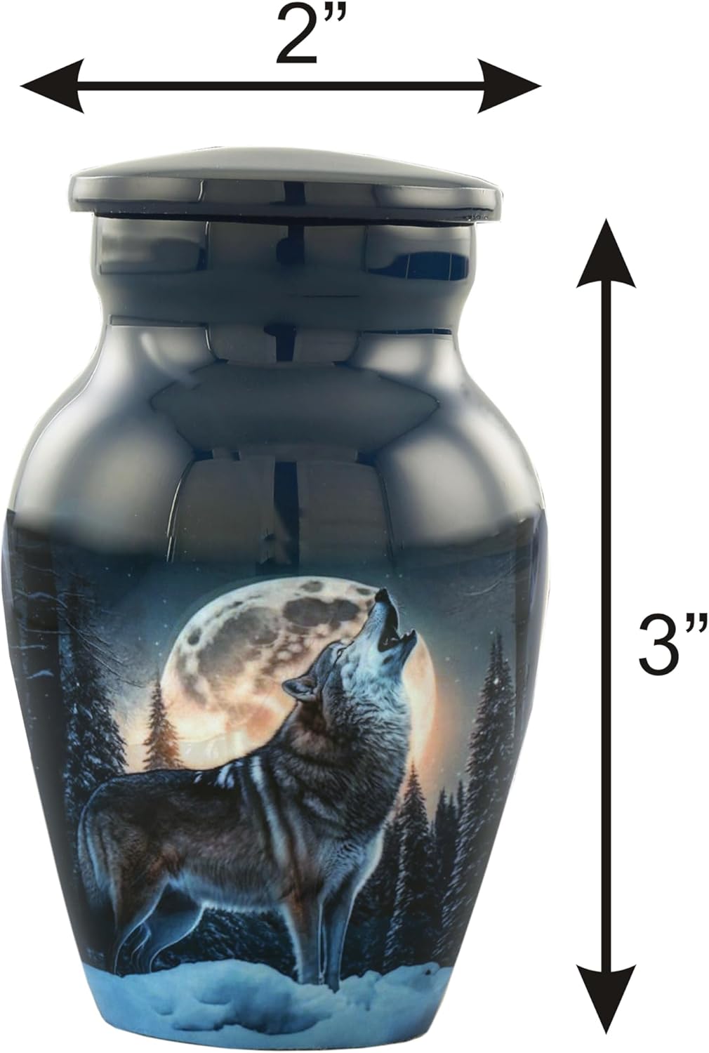 Midnight Wolves Mini Urns Set of 2 - Dark Blue