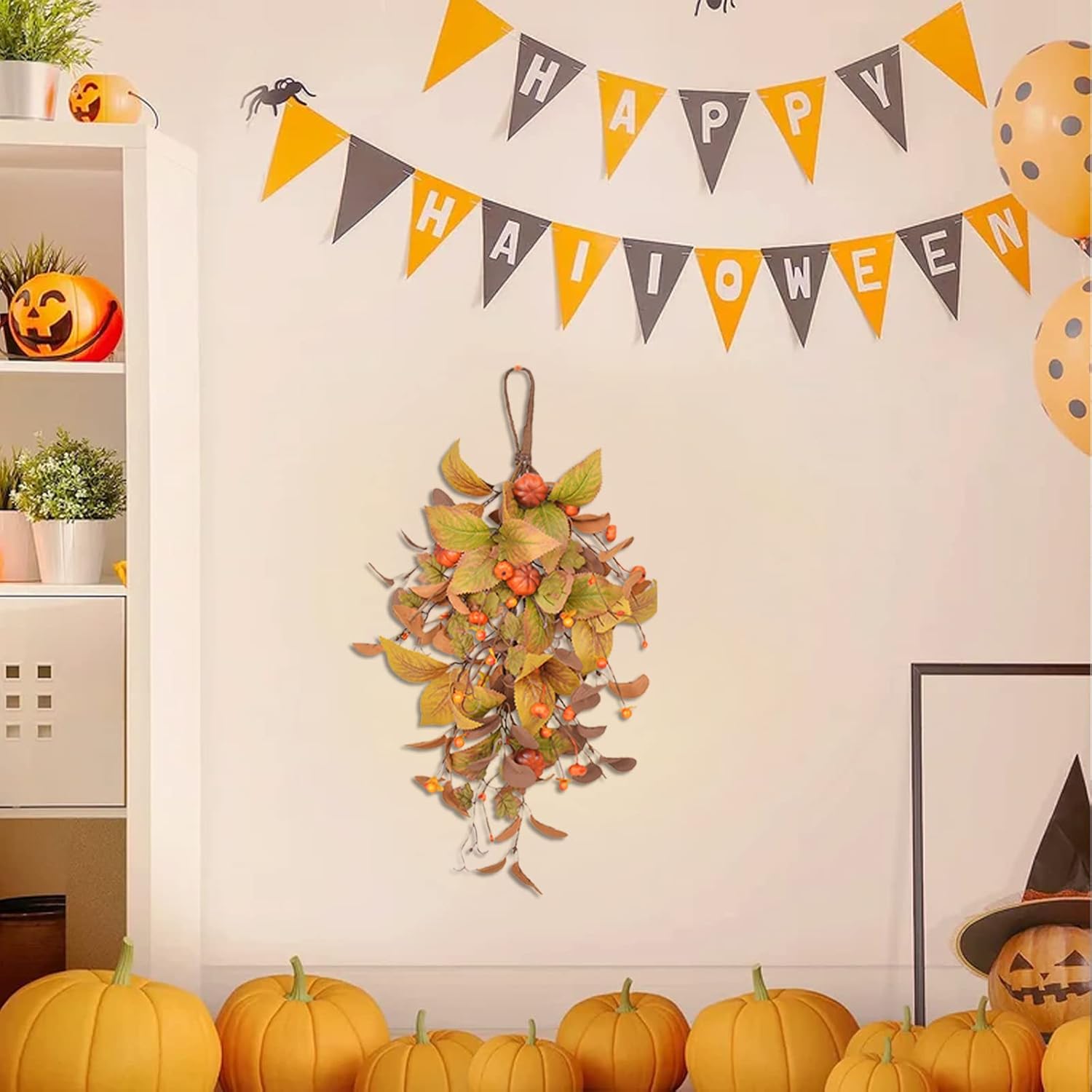 Fall Swag Door Decor 20in Autumn Teardrop Wreath