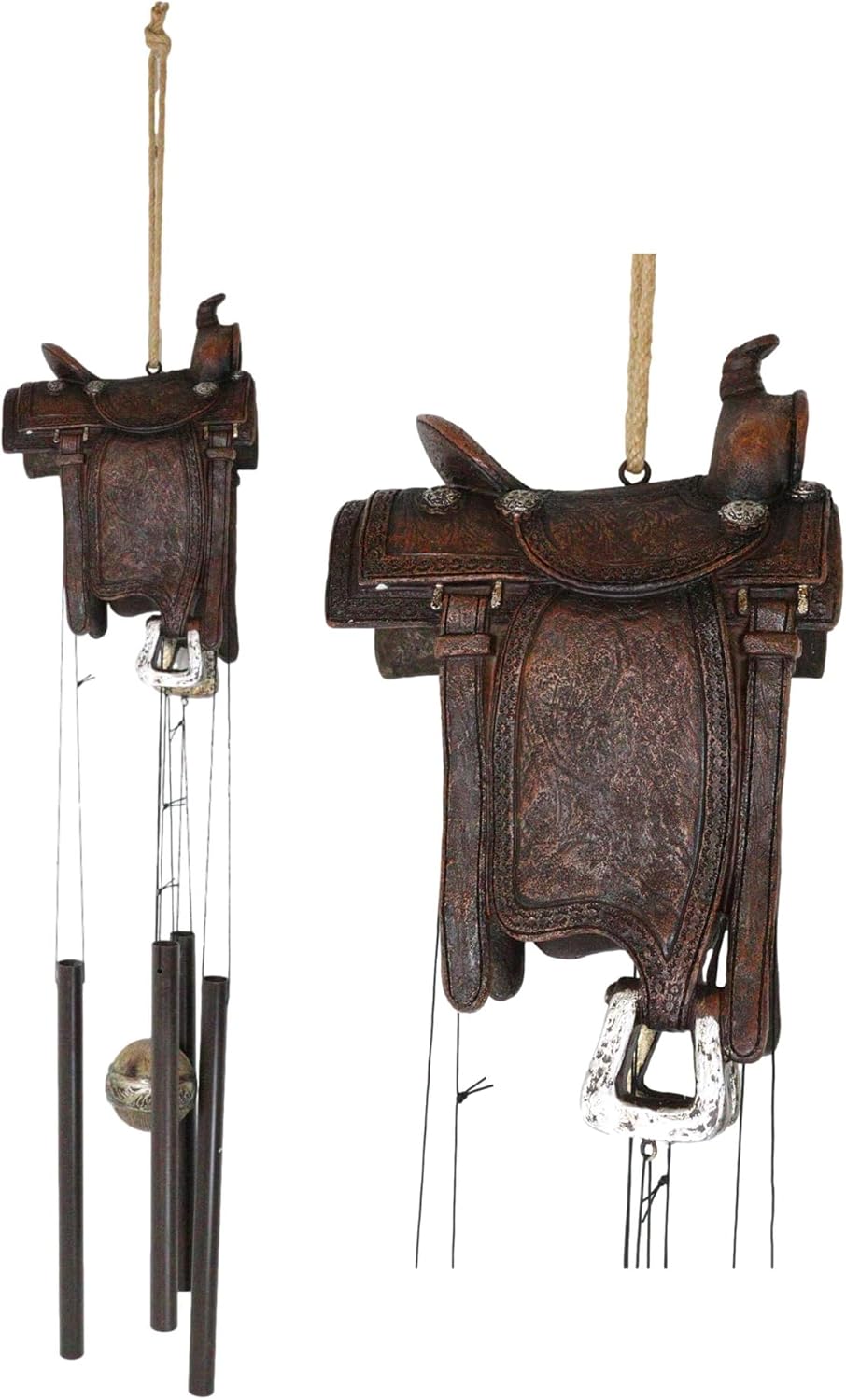 Ebros Gift Farm Country Rustic Horse Saddle Wind Chime