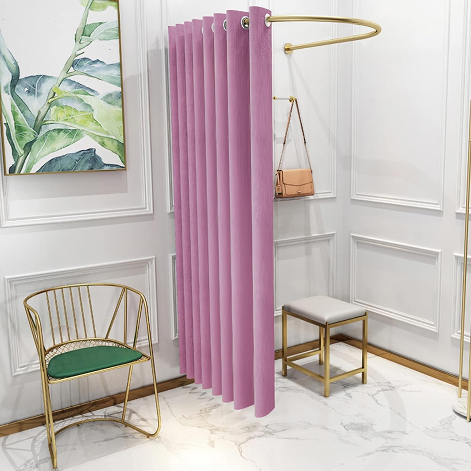 C-Shaped Portable Privacy Fitting Room with Light Purple Shade