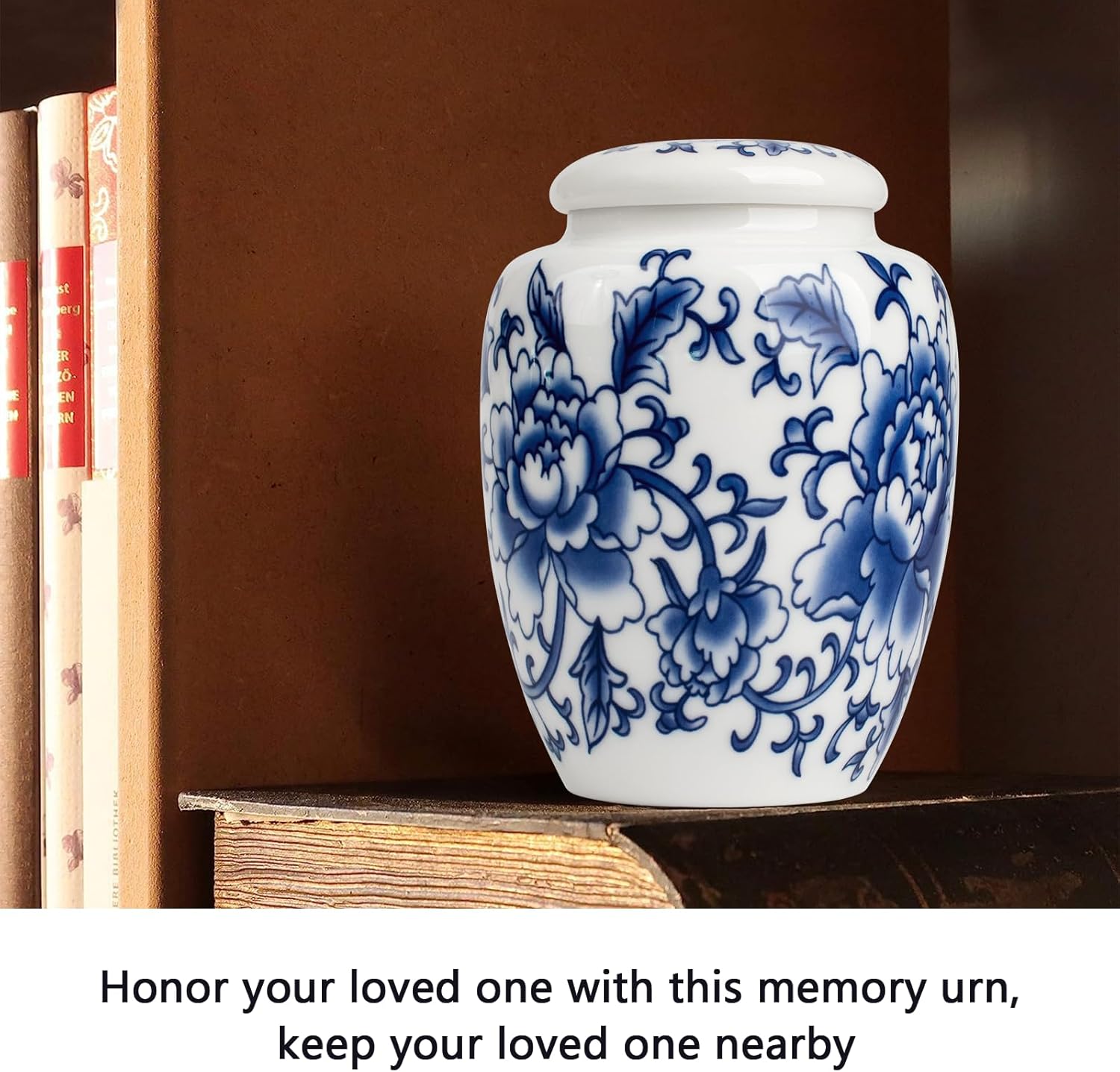 Exquisite Blue and White Porcelain Cremation Urn with Box