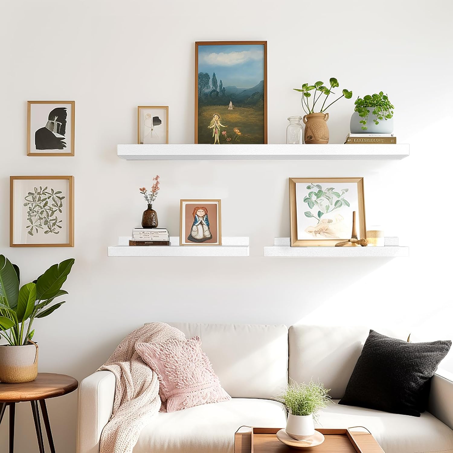 LaVie Home Floating Shelves Set of 4 White 156 Inch Wall Storage