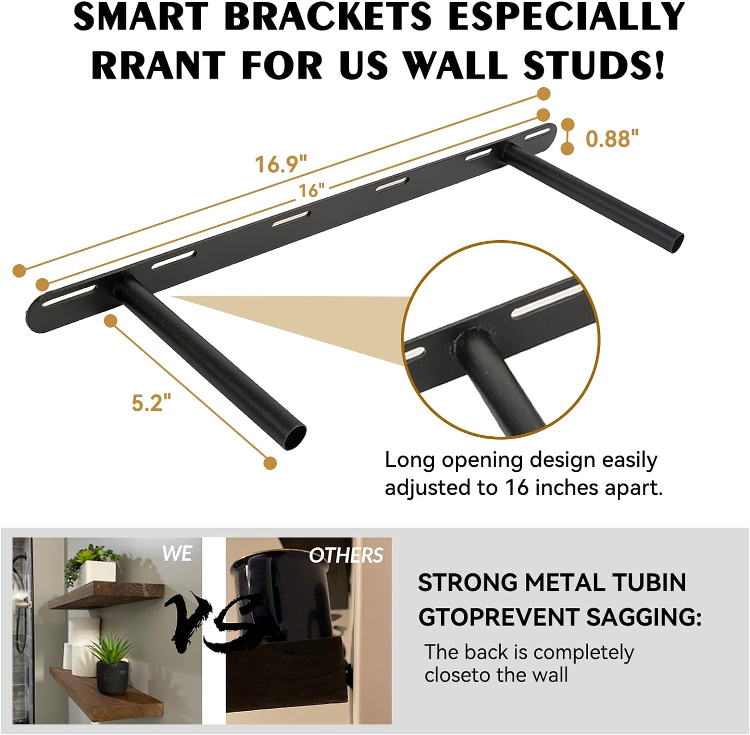 BGMG 24 Inch Floating Shelf Set of 2 Walnut Rustic Wall Shelves for Home Use