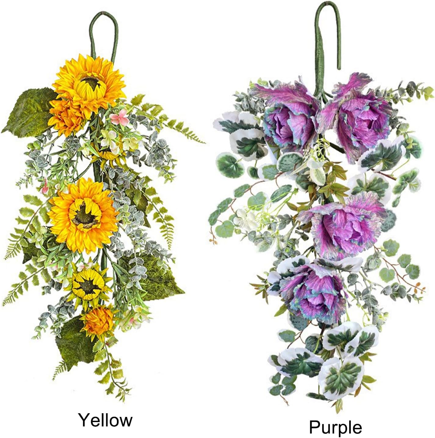 DULRLLY Sunflower Teardrop Swag Door Wreath 275 Inch