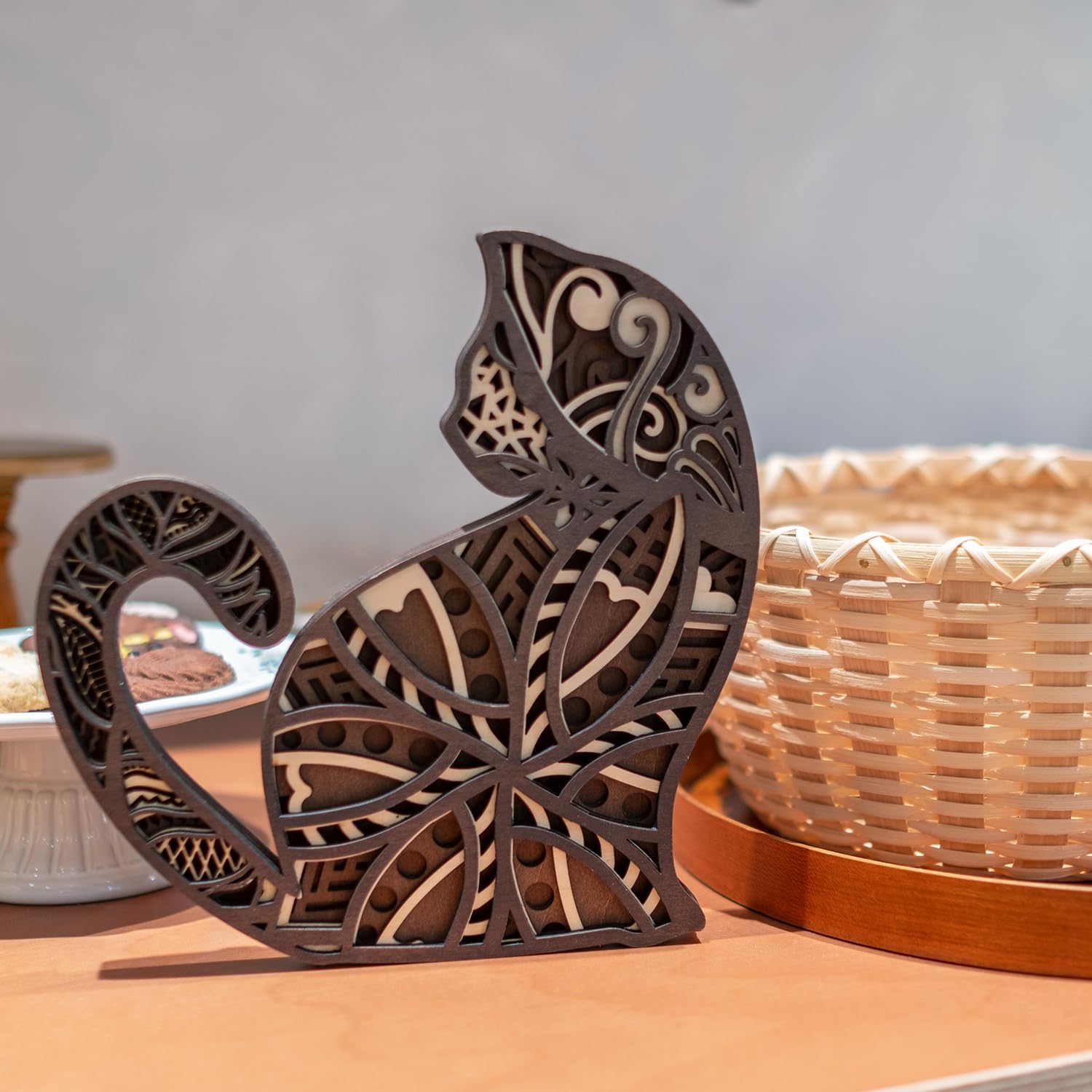 INSOVITA Small Wooden Cat Wall Decor