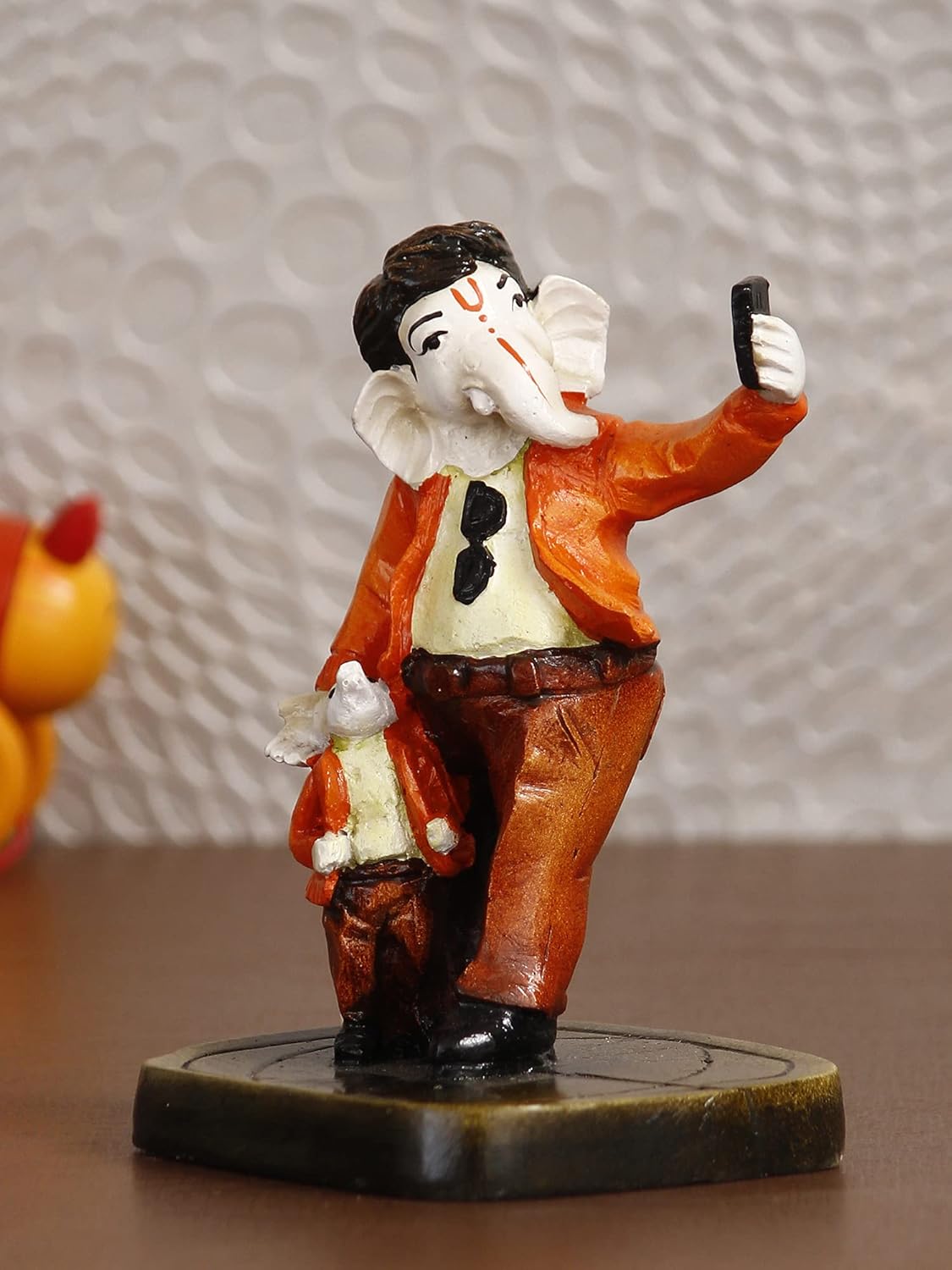 Handcrafted Polyresin Lord Ganesha Selfie Idol Decor Showpiece