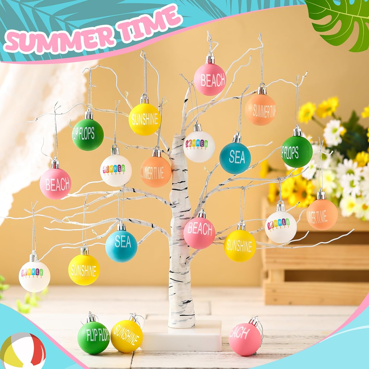 Barydat 24 Pcs Summer Sunflower Hanging Ornaments