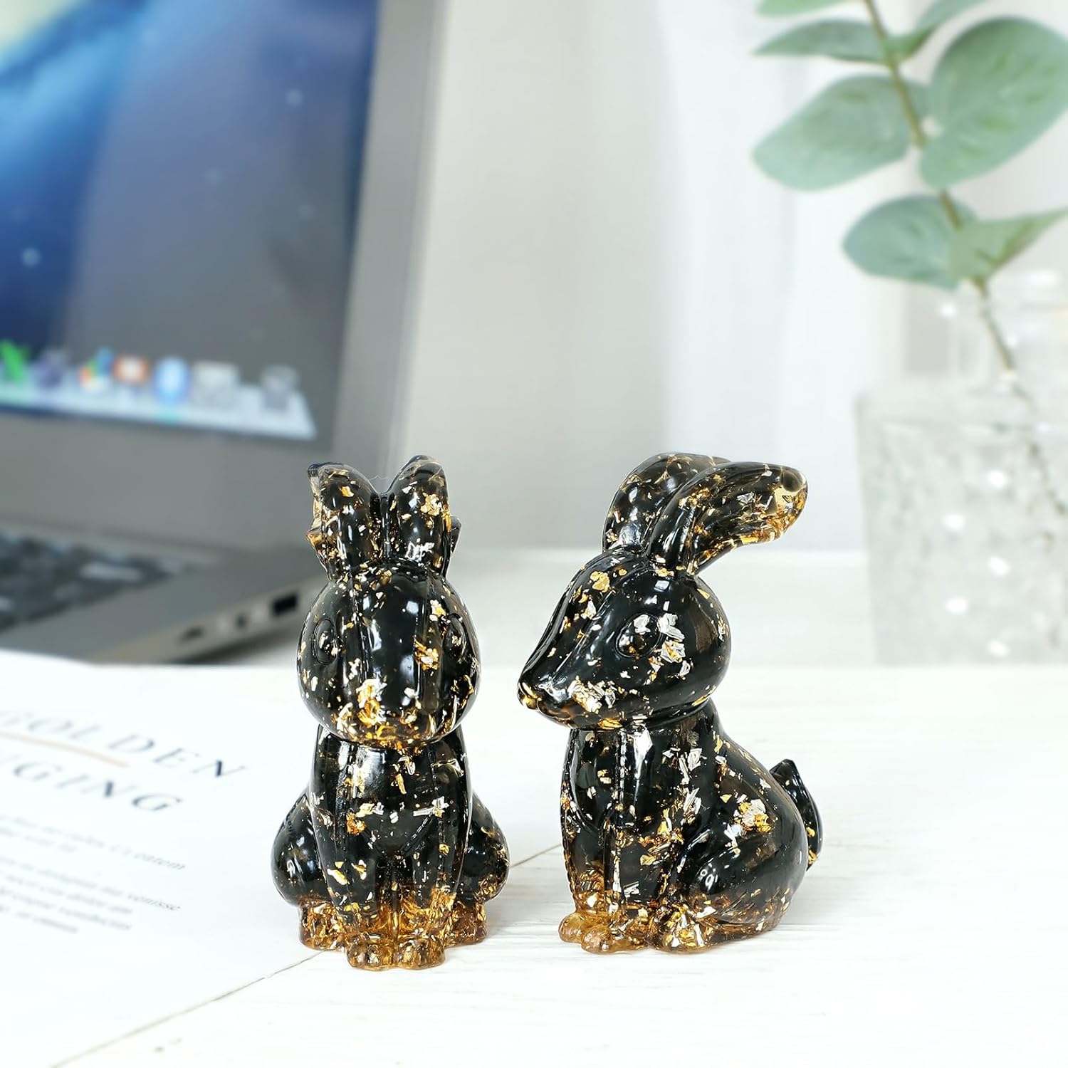 Crystal Rabbit Statue for Home Office Garden Decoration
