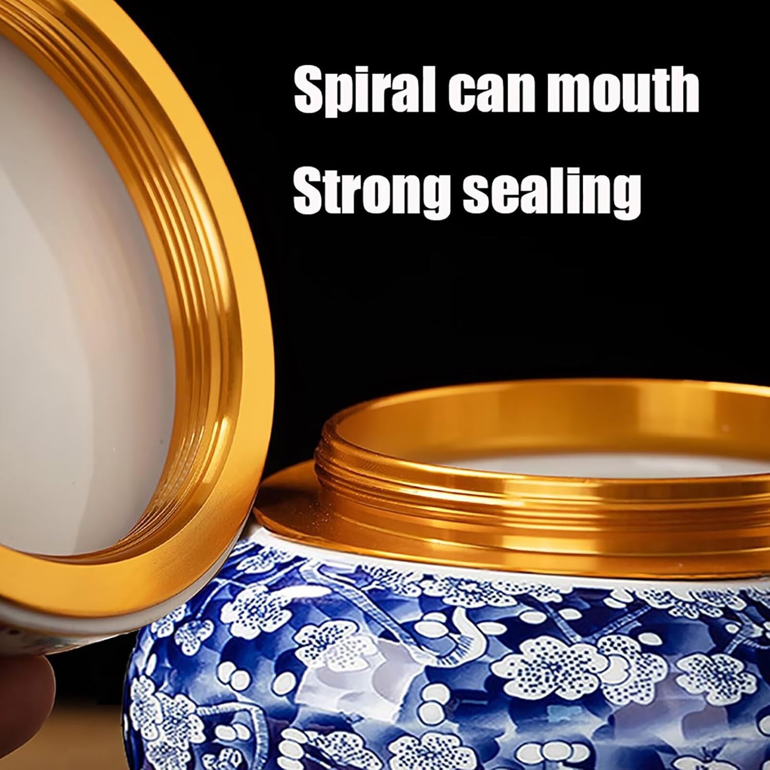 Ceramic Urn with Secure Lid and Beautiful Floral Design