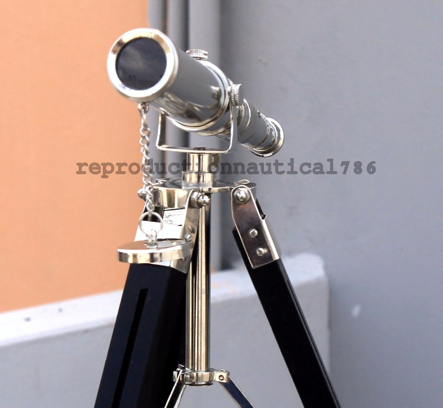 Mahira Nautical Vintage Brass Desk Telescope Wooden Tripod Decor