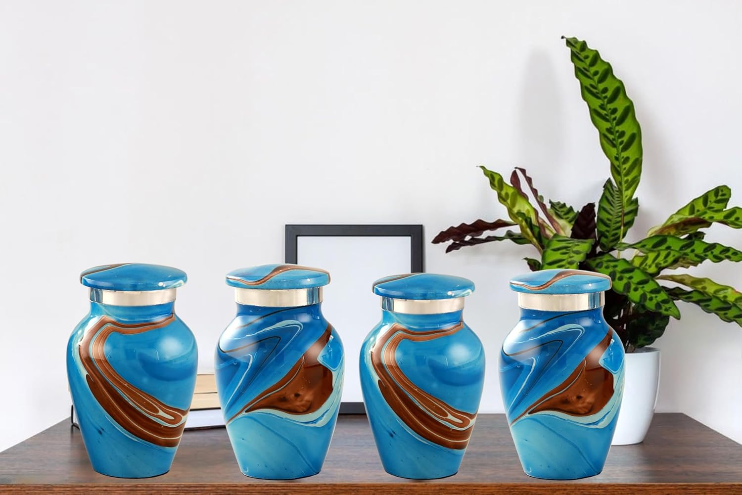 Ocean Tides Keepsake Urns Set of 4 Blue Design 5