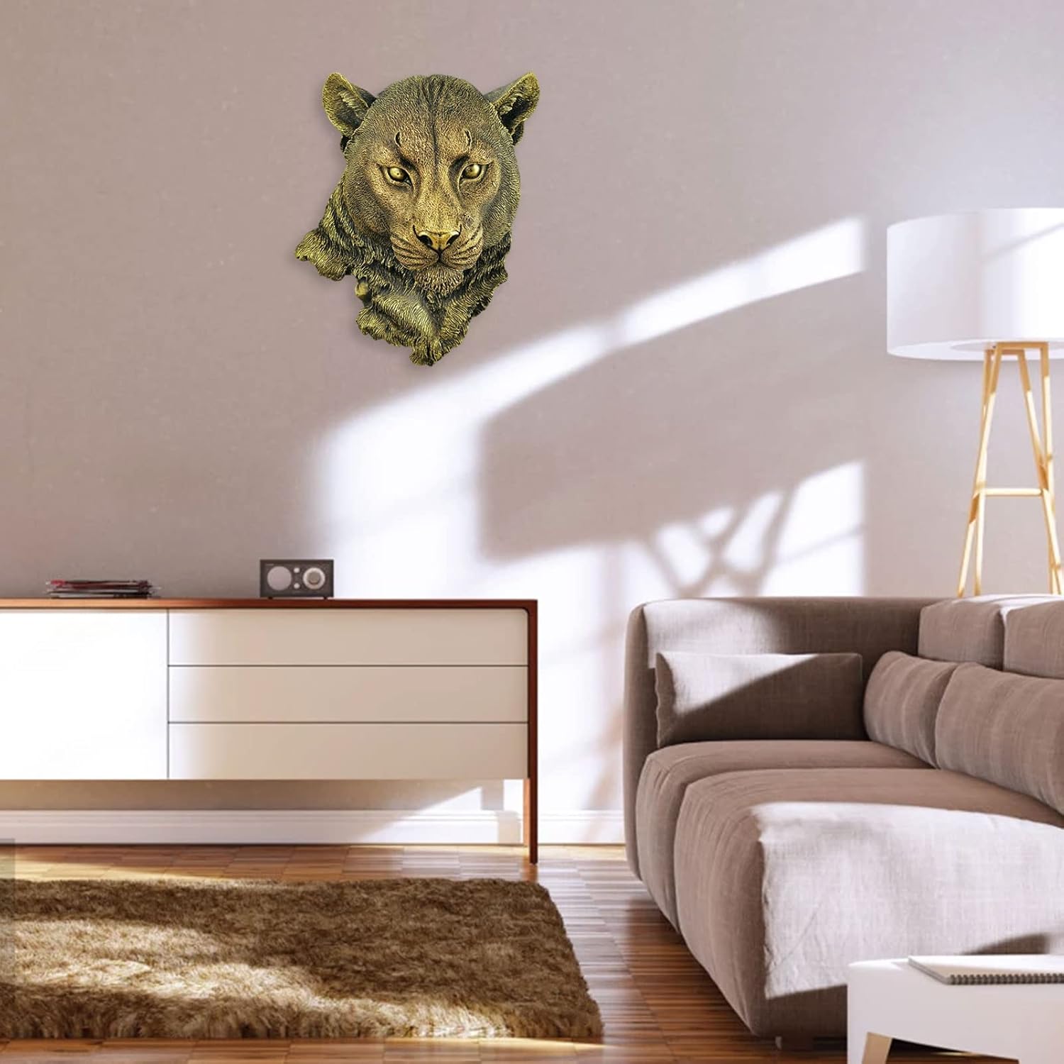 Leopard Head Wall Decor Durable Resin Sculpture for Home Living Room Bedroom Kitchen Decor
