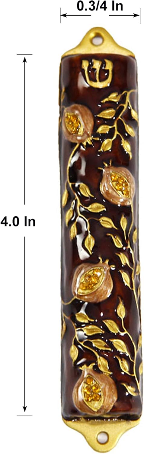 Bless This House Mezuzah Case Pomegranate Tree 4 Inch