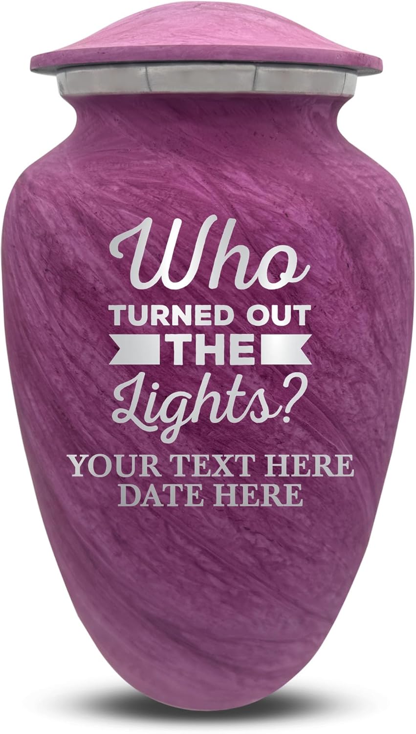 Custom Large Cremation Urn with Funny Design and Name - 200 Cubic Inch Pink