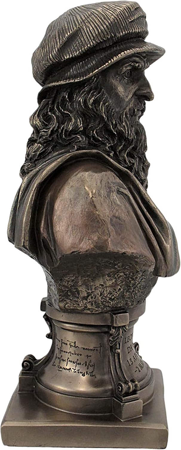 Italian Renaissance Artist Leonardo Da Vinci Figurine Bronze Resin Statue