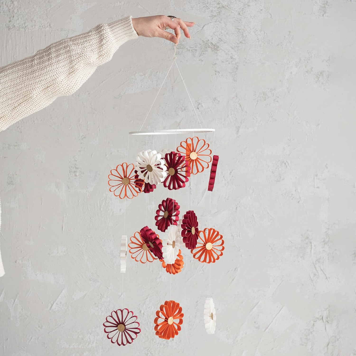 Creative Co-Op 9 Inch Round x 33 Inch H Handmade Recycled Paper Flower Mobile