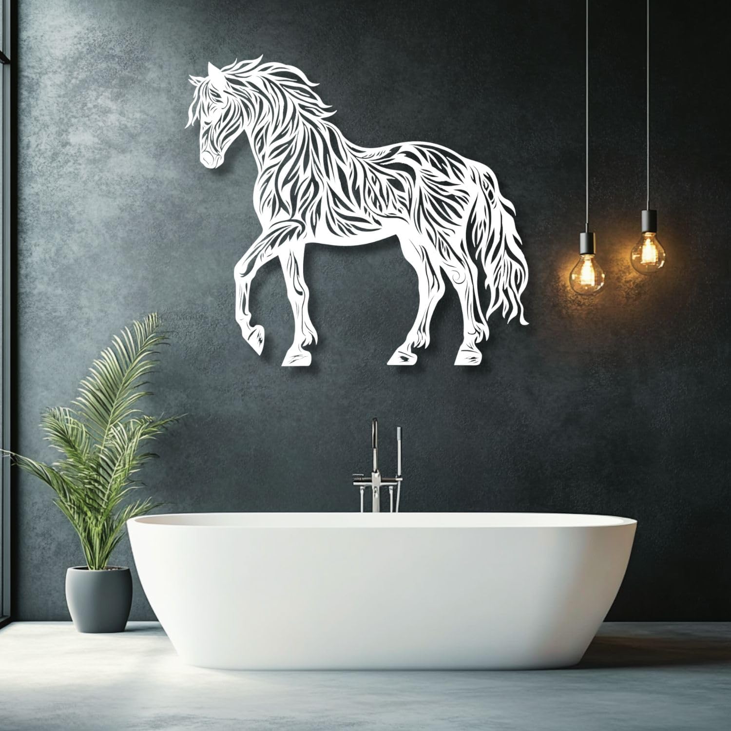 Flewfar Horse Wall Art Metal Steed Sculpture 19x19 Inch Unframed Decor