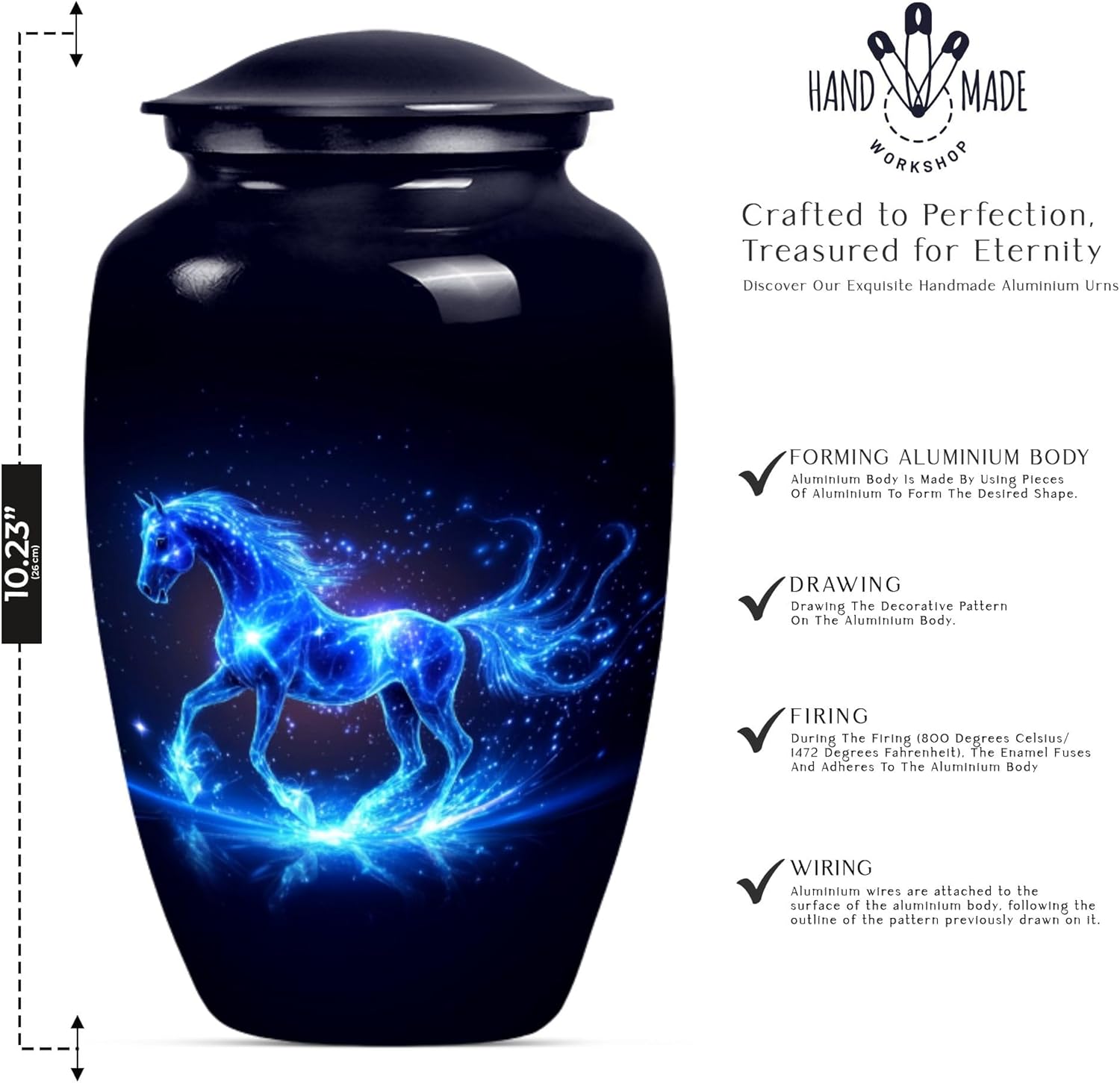 10 Inch Horse Urn for Cremation Ashes - Decorative Burial Urn for Human Remains