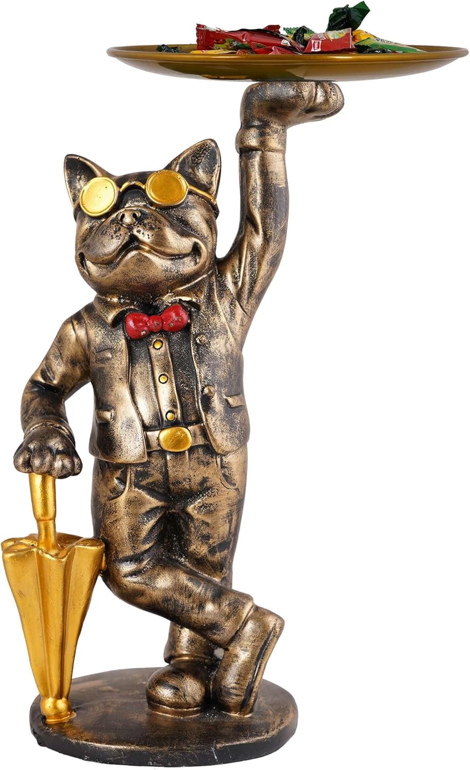 Cute Cool Dog Showpiece with Plate for Home Decor