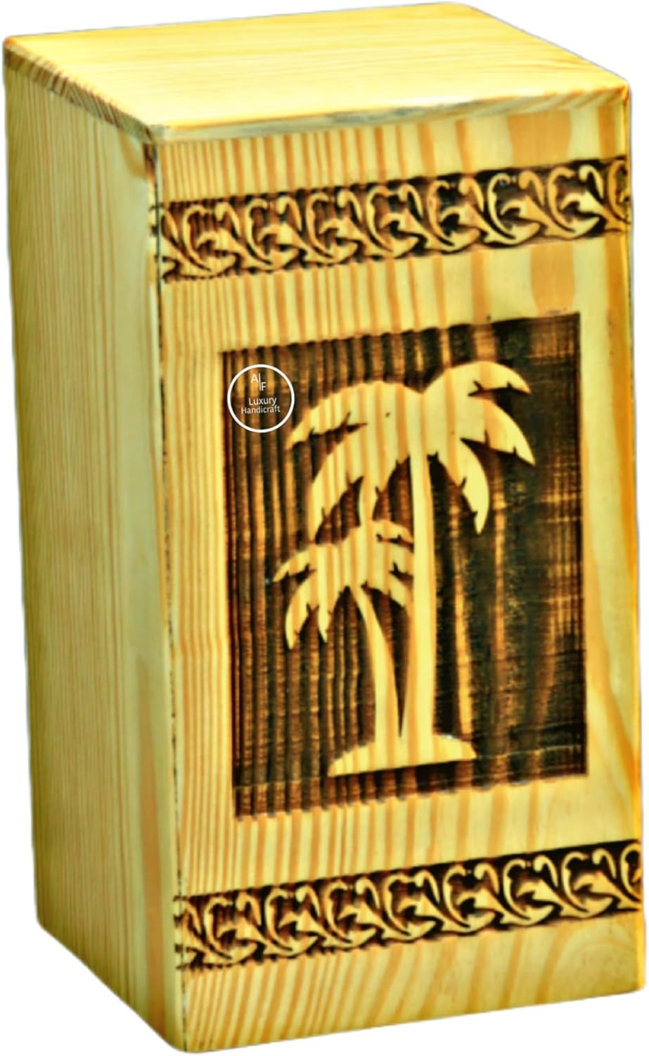 A-F Luxury Handmade Palm Tree Urn - 220 Cubic Inch Natural Wood
