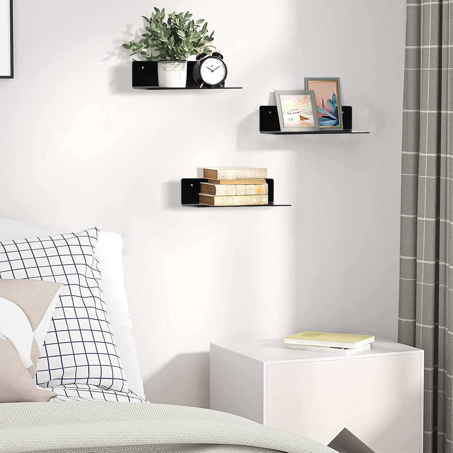 9 Inch Acrylic Floating Shelf Set of 2 - Black