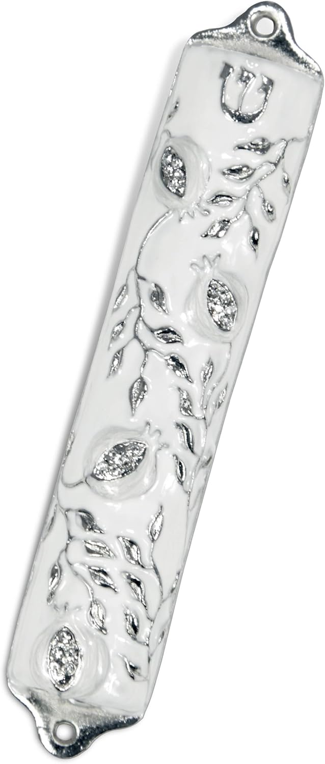 Mezuzah Case Pomegranate Tree Pewter 4 Inch Wedding