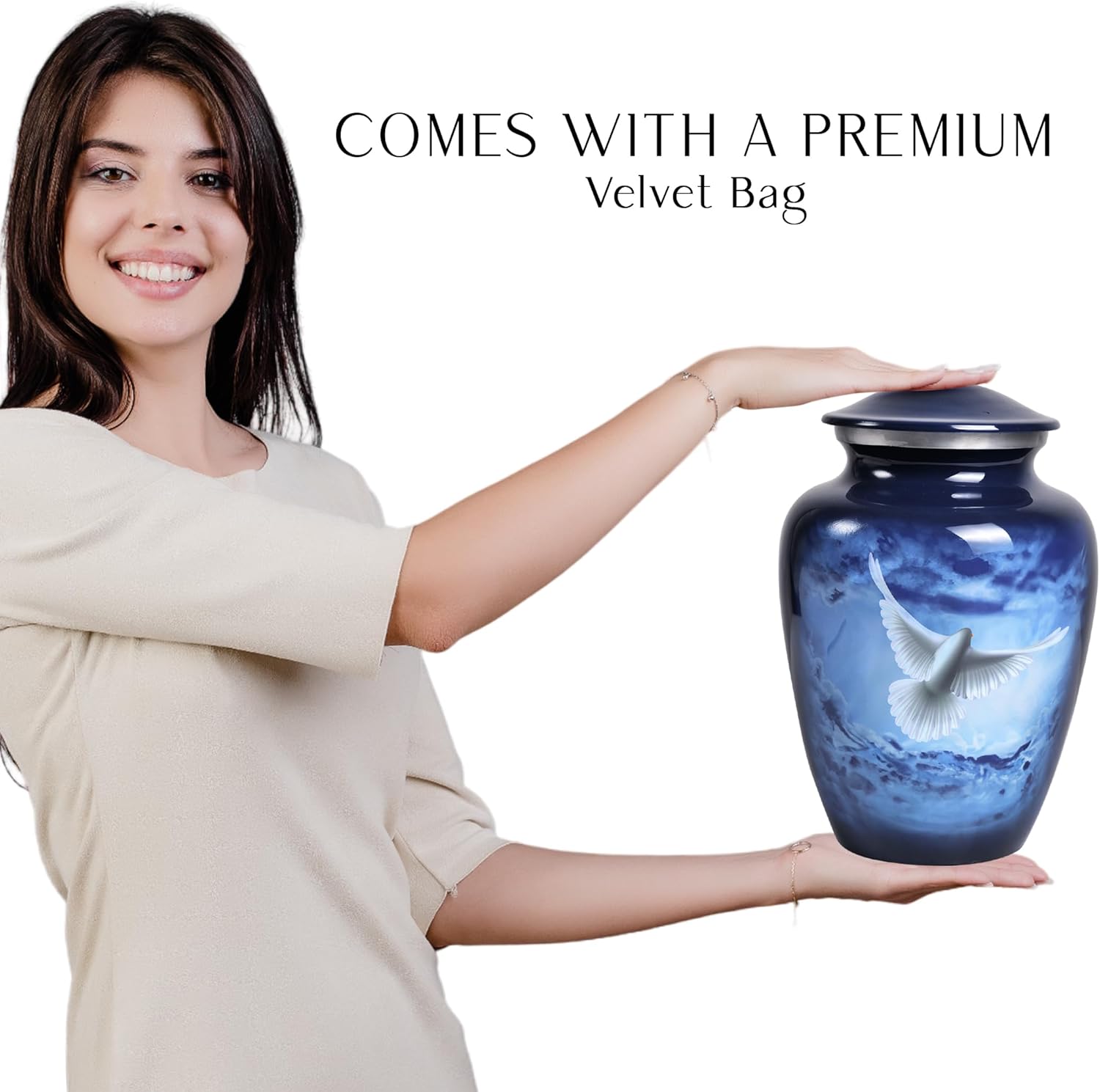 YATSKIA Peace Dove Ash Urn - Large Metal Decorative Memorial Cremation Urn for Mom Dad