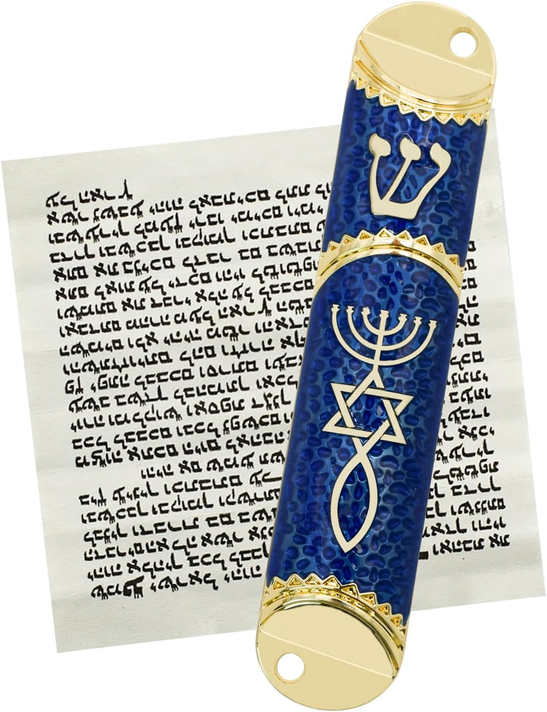 MrMrKura Blue Mezuzah with Scroll Door Decor