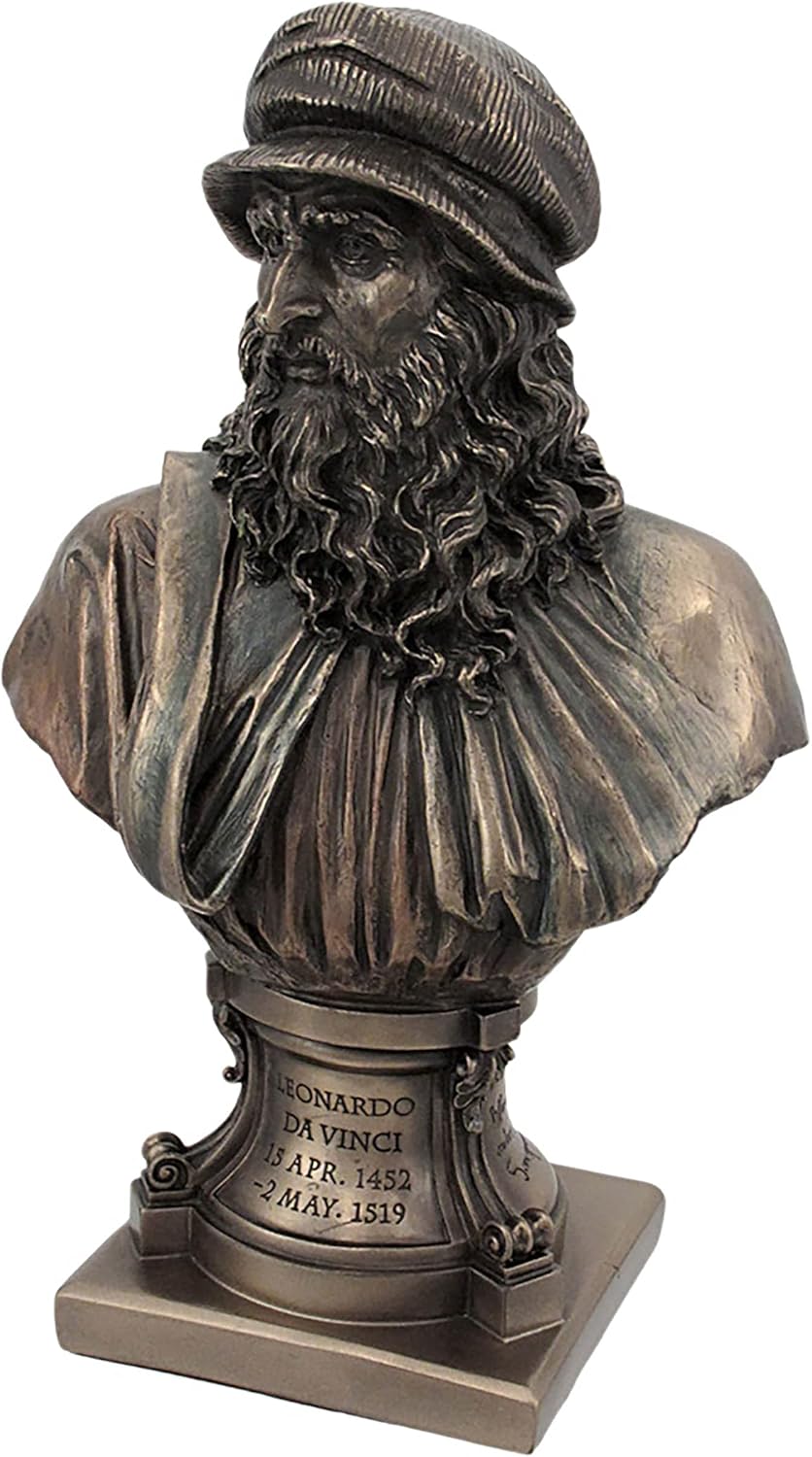 Italian Renaissance Artist Leonardo Da Vinci Figurine Bronze Resin Statue