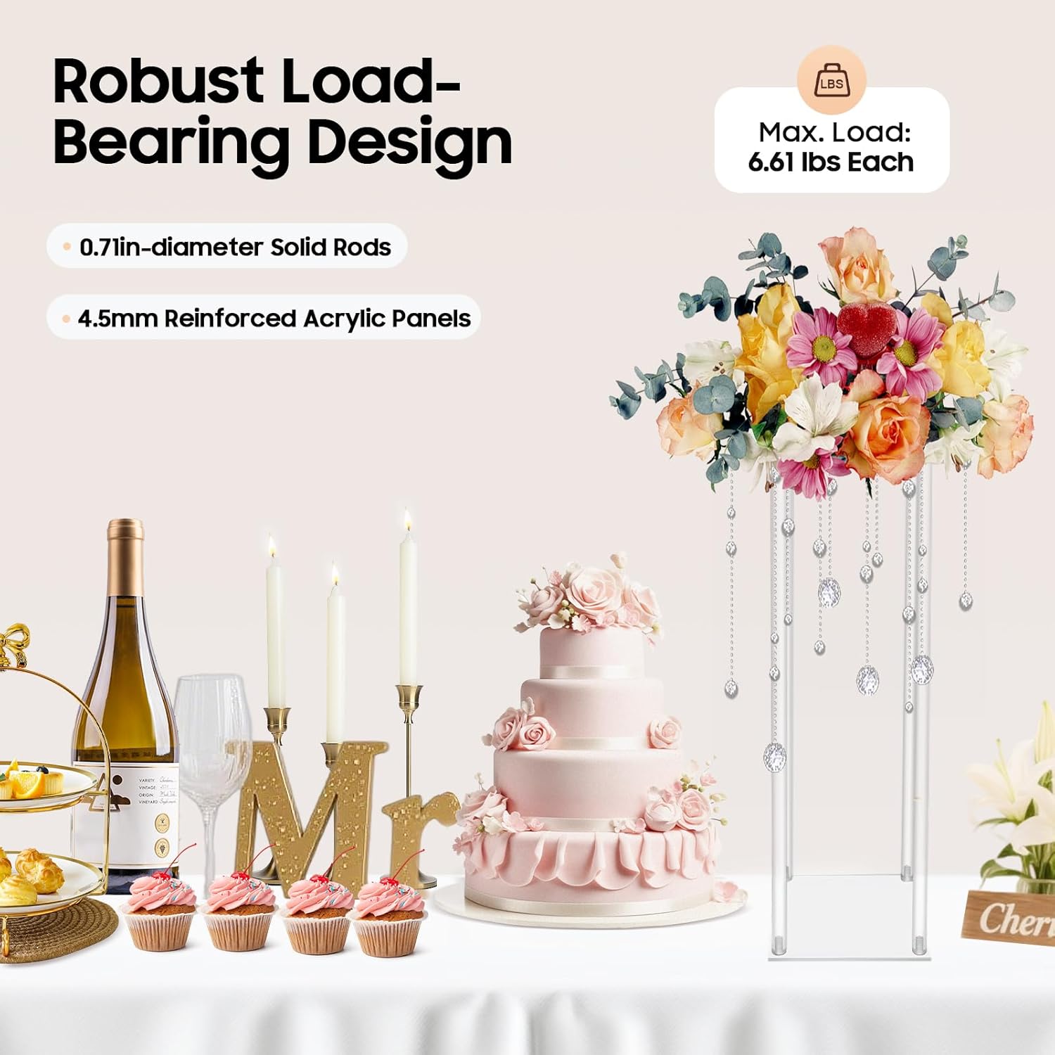 10PCS 23 6 Inch Acrylic Wedding Flower Stand